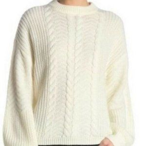 Abound Ivory Womens Lofty Cable Knit Sweater Large